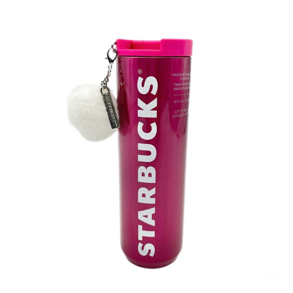 Starbucks 2023 Holiday Special Vacuum Insulated Tumbler Pom Charm Pink 16 oz